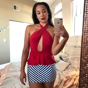 Red, White, & Blue Nasty Gal Halter & Miniskirt